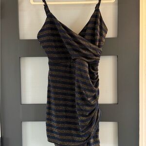 Cosmopolitan Navy and Gold Striped Mini Dress
